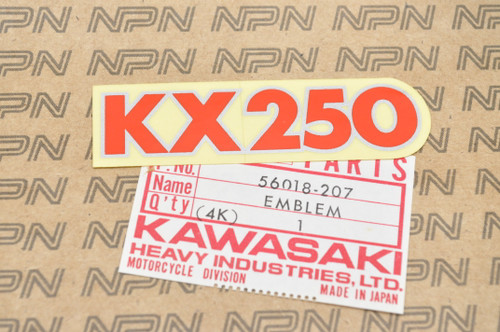 NOS Kawasaki 1974-79 KX250 Side Cover Emblem Decal Sticker 56018-207