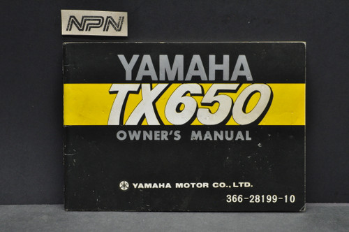 Vintage 1973-74 Yamaha TX650 Motorcycle Owners Manual
