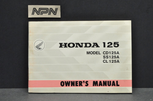 Vintage NOS 1967-69 Honda CD125 A SS125 A CL125 A Motorcycle Owners Manual