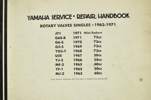Vintage 1963-71 Yamaha JT1 YG5 T G5S G6S B YF1 Clymer Shop Service Repair Manual