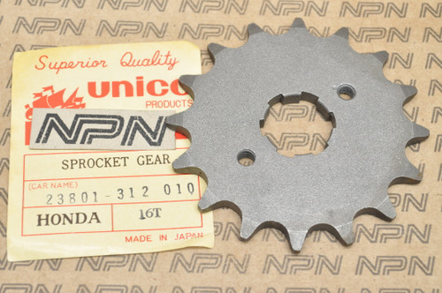 NOS Honda SL350 K1-K2 Unico Front Drive Sprocket 16T 23801-312-010