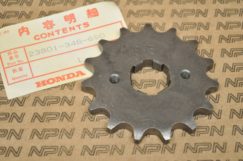 NOS Honda CB450 CB500 T CL450 XL350 Front Drive Chain Sprocket 15T 23801-348-690