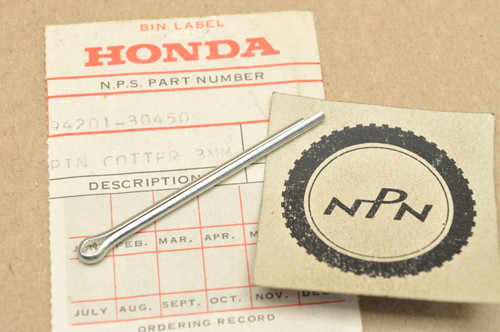 NOS Honda ATC250 CT70 MR50 S65 TRX250 XL80 XR75 Z50 Cotter Pin 94201-30450 NOS Honda ATC250 CT70 MR50 S65 TRX250 XL80 XR75 Z50 Cotter Pin 94201-30450