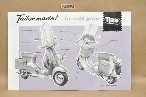 Vintage 1962 Triumph Tina Scooter Dealer Spec Sheet Spare Parts Brochure