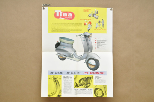 Vintage NOS 1963 Triumph Tina Scooter Dealer Brochure Poster Spec Sheet