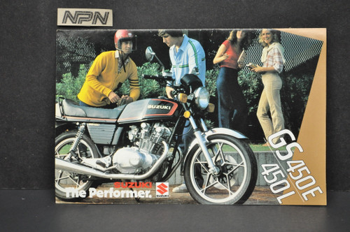 Vintage Suzuki GS450 E GS450 L Motorcycle Dealer Brochure 1980s NOS Dealer Stamp