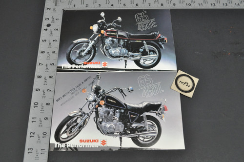 Vintage Suzuki GS450 E GS450 L Motorcycle Dealer Brochure 1980s NOS Dealer Stamp