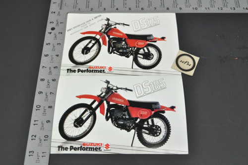 Vintage Suzuki DS125 T DS185 T Motorcycle Dealer Brochure 1980 NOS Dealer Stamp