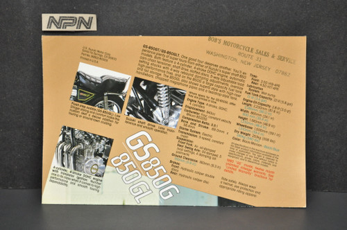 VTG Suzuki GS850 GT GS850 GLT Motorcycle Dealer Brochure 1980 NOS Dealer Stamp