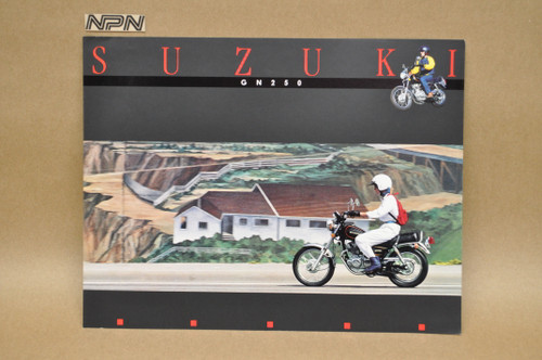 Vintage NOS 1985 Suzuki GN250 Motorcycle Brochure OEM Dealer Stamp Specs NEW