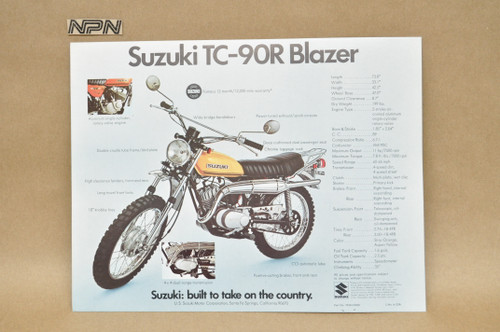 Vintage NOS 1971 Suzuki TC90 R Blazer TS90 R Honcho Brochure OEM Dealer Specs
