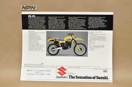 Vintage NOS 1983 Suzuki PE175 Brochure Motorcycle Dealer Specs OEM