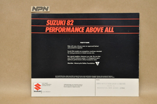 Vintage NOS 1982 Suzuki RM60 RM80 RM125 RM250 RM465 Brochure Dealer Specs OEM