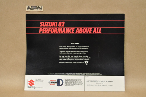 Vintage NOS 1982 Suzuki GS650 G GS850 G GS1100 G Brochure Dealer Specs OEM