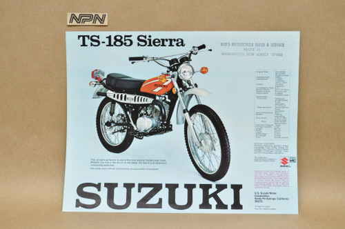 Vintage NOS 1975 Suzuki TS185 Sierra TC185 Ranger Brochure Dealer Specs OEM
