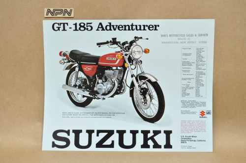 VTG NOS 1975 Suzuki GT250 Hustler GT185 Adventurer Brochure Dealer Specs OEM