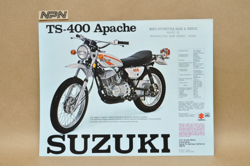Vintage NOS 1975 Suzuki TS250 Savage TS400 Apache Brochure Dealer Specs OEM