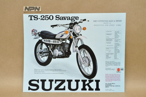 Vintage NOS 1975 Suzuki TS250 Savage TS400 Apache Brochure Dealer Specs OEM