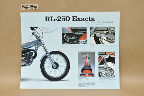 Vintage NOS 1975 Suzuki RL250 Exacta Motorcycle Brochure Dealer Specs OEM