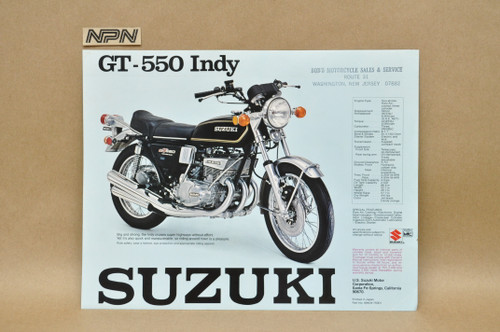 Vintage NOS 1975 Suzuki GT750 LeMans GT550 Indy Motorcycle Brochure Dealer Specs OEM