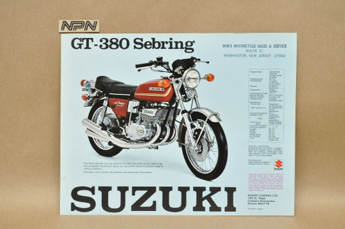Vintage NOS 1975 Suzuki GT380 Sebring T500 Titan Brochure Dealer Specs OEM
