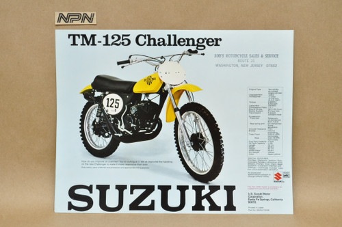Vintage NOS 1975 Suzuki TM125 Challenger TM100 Contender Brochure Dealer Specs
