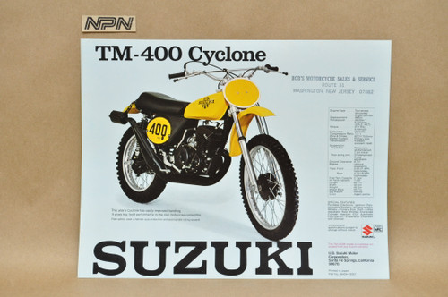 Vintage NOS 1975 Suzuki TM250 Champion TM400 Cyclone Brochure Dealer Specs OEM