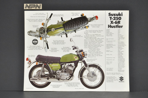 Vintage NOS 1969-70 Suzuki T250 X6R Hustler Motorcycle Brochure Dealer Specs OEM