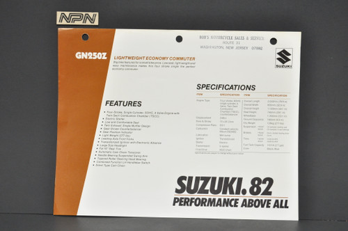 Vintage NOS 1969-70 Suzuki T125 Stinger Motorcycle Brochure Dealer Specs OEM