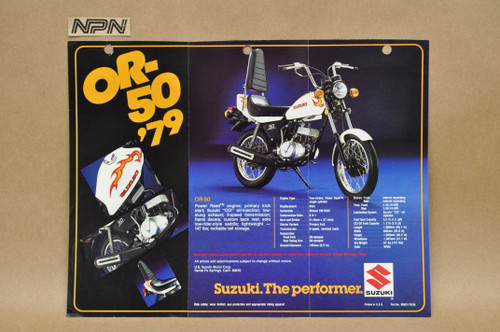 Vintage 1979 Suzuki JR50 OR50 Motorcycle Brochure Dealer Specs OEM