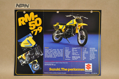 Vintage 1979 Suzuki RM80 RM50 Motocross Brochure Motorcycle Dealer Specs OEM