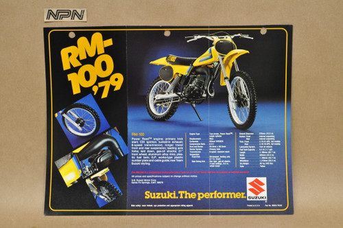 Vintage 1979 Suzuki RM100 RM125 Motocross Brochure Motorcycle Dealer Specs OEM