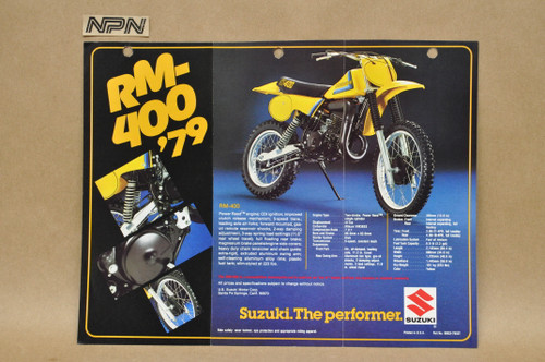Vintage 1979 Suzuki RM250 RM400 Motocross Brochure Motorcycle Dealer Specs OEM