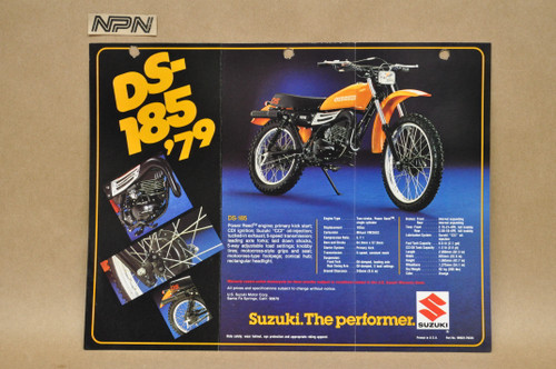 Vintage 1979 Suzuki DS125 DS185 Motorcycle Brochure Dealer Specs OEM