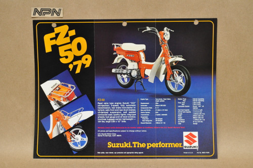 Vintage 1979 Suzuki FZ50 Moped Brochure Motorcycle Dealer Specs OEM