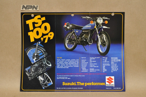 Vintage 1979 Suzuki TS125 TS100 Trail Motorcycle Brochure Dealer Specs OEM