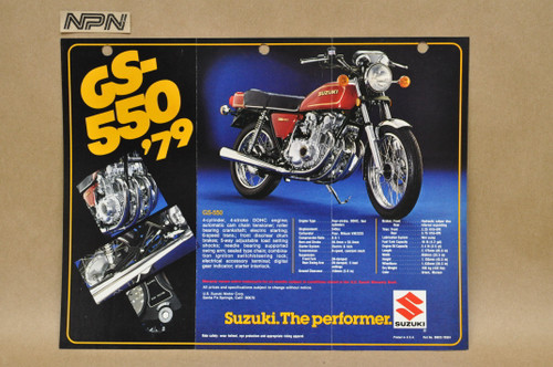 Vintage 1979 Suzuki GS550 E Motorcycle Sales Brochure Dealer Specs OEM