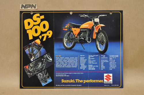 Vintage 1979 Suzuki DS100 DS80 Motorcycle Sales Brochure Dealer Specs OEM