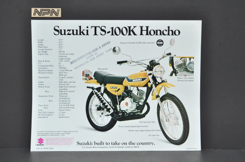 Vintage NOS 1973 Suzuki TS100 K Honcho TC100 K Blazer Brochure Dealer Specs OEM