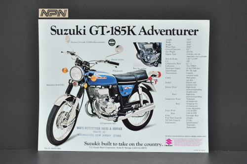 Vintage NOS 1973 Suzuki T500 K Titan GT185 K Adventurer Brochure Dealer Specs