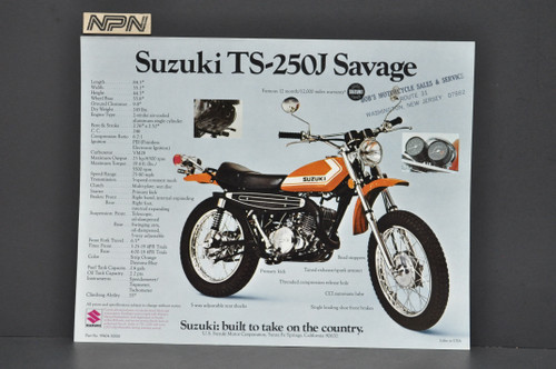 Vintage NOS 1973 Suzuki TS250 J Savage TM250 J Champion Brochure Dealer Specs
