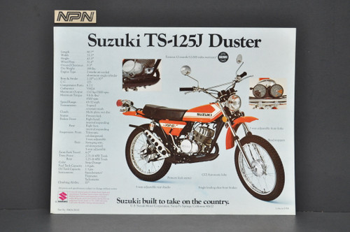 Vintage NOS 1972 Suzuki TS125 J Duster TC125 J Prospector Brochure Dealer Specs