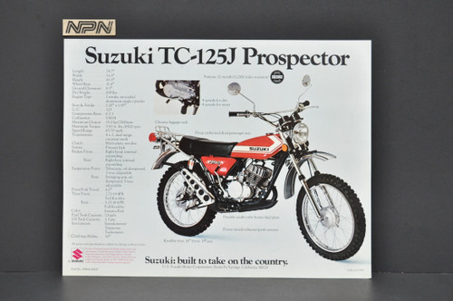 Vintage NOS 1972 Suzuki TS125 J Duster TC125 J Prospector Brochure Dealer Specs