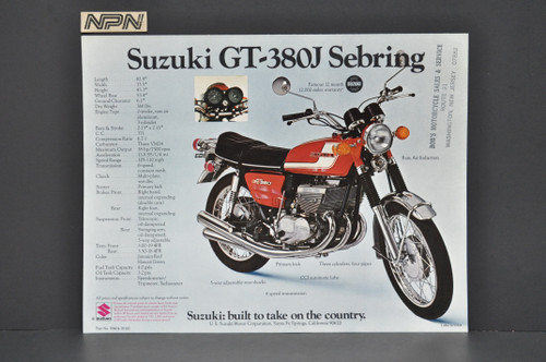 Vintage NOS 1972 Suzuki GT380 J Sebring T350 J Rebel Brochure Dealer Specs OEM