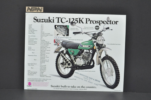 Vintage NOS 1973 Suzuki TS185 K Sierra TC125 K Prospector Brochure Dealer Specs OEM
