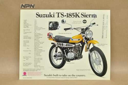 Vintage NOS 1973 Suzuki TS185 K Sierra TC125 K Prospector Brochure Dealer Specs OEM