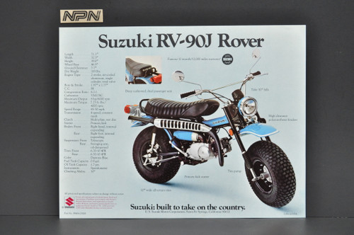 Vintage NOS 1972 Suzuki TS185 J Sierra RV90 J Rover Brochure Dealer Specs OEM