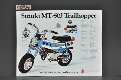Vintage NOS 1972 Suzuki TS50 J Gaucho MT50 J Trailhopper Brochure Dealer Specs