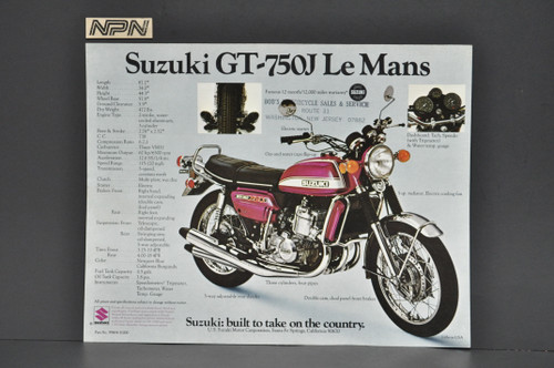 Vintage NOS 1972 Suzuki GT750 J LeMans GT550 J Indy Brochure Dealer Specs OEM