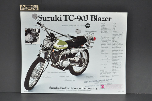 Vintage NOS 1972 Suzuki TS90 J Honcho TC90 J Blazer Brochure Dealer Specs OEM